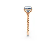 Solitaire Engagement Ring Setting for Fancy Blue Princess Cut Center with Plain Twisted Rope Band and Prong Head in Rose Gold
