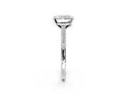 Solitaire Engagement Ring Setting for Radiant Cut Center with Channel Accents and Prong Head in Platinum