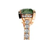 Solitaire Engagement Ring Setting for Fancy Green Cushion Cut Center with Widening Pave Band and Claw Prong Head in Rose Gold