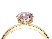 Hidden Halo Engagement Ring Setting for Fancy Pink Marquise Center with Plain Band and Tall Prong Head in Yellow Gold