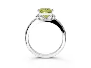 Paired Accent Engagement Ring Setting for Fancy Yellow Princess Cut Center with Pave Band and Prong Head in White Gold