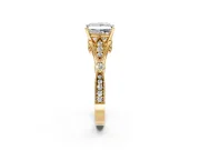 Solitaire Engagement Ring Setting for Princess Cut Center with Marquise and Bezel Accents and Prong Head in Yellow Gold