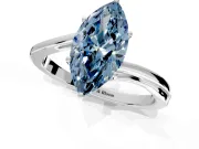 Solitaire Engagement Ring Setting for Fancy Blue Marquise Center with Plain Bypass Twist Band and Prong Head in Platinum