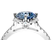 Floral Engagement Ring Setting for Fancy Blue Round Cut Center with Pave Band and Floral Prong Head in Platinum