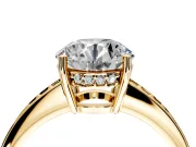 Solitaire Engagement Ring Setting for Round Cut Center with Channel-Set Accent Band and Prong Head in Yellow Gold
