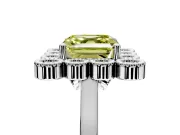 Cluster Halo Engagement Ring Setting for Fancy Yellow Asscher Cut Center with Milgrain Bezel Accents and Prong Head in Platinum