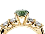 5 Stone Engagement Ring Setting for Fancy Green Oval Center with Graduated Accents and Prong Head in Yellow Gold