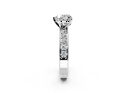 Solitaire Engagement Ring Setting for Heart-Shaped Center with Channel-Set Accents and Prong Head in White Gold