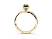 Solitaire Engagement Ring Setting for Fancy Green Emerald Cut Center with Micro Pave Band and Prong Head in Yellow Gold