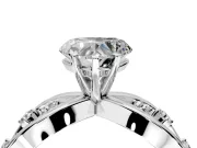 Solitaire Engagement Ring Setting for Heart-Shaped Center with Criss-Cross Accent Band and Prong Head in Sterling Silver