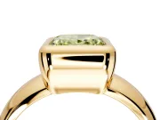 Solitaire Engagement Ring Setting for Fancy Yellow Princess Cut Center with Wide Band and Bezel Head in Yellow Gold