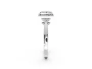 Cluster Engagement Ring Setting for Princess Cut Center with Milgrain Shoulder Clusters and Prong Head in White Gold