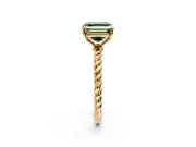 Solitaire Engagement Ring Setting for Fancy Green Asscher Cut Center with Plain Twisted Rope Band and Prong Head in Yellow Gold