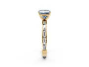 Solitaire Engagement Ring Setting for Fancy Blue Princess Cut Center with Channel Baguette Band and Prong Head in Yellow Gold