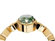 Milgrain Bezel Engagement Ring Setting for Fancy Green Marquise Center with Marquise Stations and Bezel Head in Yellow Gold