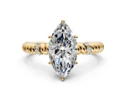 Rope Engagement Ring Setting for Marquise Center with Accent Shoulders and Prong Head in Yellow Gold