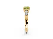 5 Stone Engagement Ring Setting for Fancy Yellow Cushion Cut Center with Plain Band and Prong Head in Yellow Gold