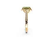 Floral Engagement Ring Setting for Fancy Yellow Emerald Cut Center with Four Accent Clusters and Prong Head in Yellow Gold