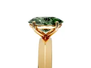 Solitaire Engagement Ring Setting for Fancy Green Oval Center with Wide Knife Ridge Band and Prong Head in Yellow Gold