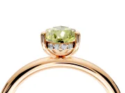 Hidden Halo Engagement Ring Setting for Fancy Yellow Pear-Shaped Center with Thin Rounded Band and Prong Head in Rose Gold