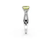 3 Stone Engagement Ring Setting for Fancy Yellow Asscher Cut Center with Pave Split Shank and Prong Head in Platinum