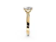 Side Accent Engagement Ring Setting for Oval Center with Accent Shoulders and Prong Head in Yellow Gold