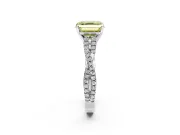 Solitaire Engagement Ring Setting for Fancy Yellow Asscher Cut Center with Twisted Pave Split Shank and Prong Head in Sterling Silver