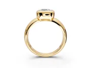 Solitaire Engagement Ring Setting for Cushion Cut Center with Wide Band and Bezel Head in Yellow Gold
