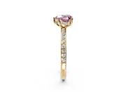 Solitaire Engagement Ring Setting for Fancy Pink Heart-Shaped Center with Fine Pave Band and Prong Head in Yellow Gold