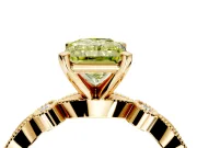 Solitaire Engagement Ring Setting for Fancy Yellow Radiant Cut Center with Milgrain Bezel Accents and Prong Head in Yellow Gold