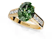 Solitaire Engagement Ring Setting for Fancy Green Oval Center with Cathedral Channel Band and Prong Head in Yellow Gold