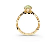 Solitaire Engagement Ring Setting for Fancy Yellow Marquise Center with Accented Twist Band and Leaf Prong Head in Yellow Gold