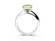 Solitaire Engagement Ring Setting for Fancy Yellow Asscher Cut Center with Basket Rail and Prong Head in Sterling Silver