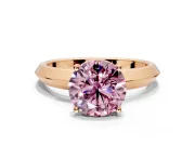 Solitaire Engagement Ring Setting for Fancy Pink Round Cut Center with Wide Knife Ridge Band and Prong Head in Rose Gold