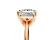 Solitaire Engagement Ring Setting for Princess Cut Center with Knife Ridge Band and Claw Prong Head in Rose Gold