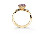 Solitaire Engagement Ring Setting for Fancy Pink Heart-Shaped Center with Marquise Accent Twist Band and Prong Head in Yellow Gold