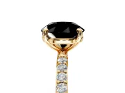 Solitaire Engagement Ring Setting for Fancy Black Round Cut Center with Pave Accents and Prong Head in Yellow Gold