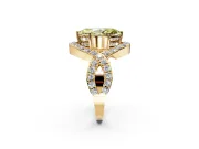 Halo Engagement Ring Setting for Fancy Yellow Marquise Center with Pave Infinity Twist Band and Prong Head in Yellow Gold