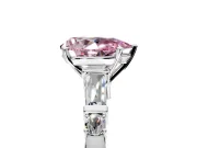 Bar-Set Engagement Ring Setting for Fancy Pink Pear-Shaped Center with Tapered Baguette Accents and Prong Head in Sterling Silver