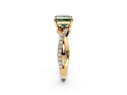 Solitaire Engagement Ring Setting for Fancy Green Princess Cut Center with Half-Pave Crossover Band and Prong Head in Yellow Gold