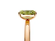 Low-Set Solitaire Engagement Ring Setting for Fancy Yellow Emerald Cut Center with Thin Plain Band and Prong Head in Rose Gold