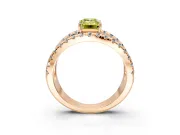 Solitaire Engagement Ring Setting for Fancy Yellow Emerald Cut Center with Wide-Open Split Shank and Prong Head in Rose Gold