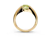 Tension Engagement Ring Setting for Fancy Yellow Cushion Cut Center with Wide Tapered Band and Tension Head in Yellow Gold