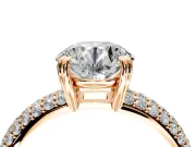 Solitaire Engagement Ring Setting for Round Cut Center with Multi-Row Pave Accents and Basket Head in Rose Gold