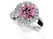 Halo Engagement Ring Setting for Fancy Pink Round Cut Center with Square Band and Prong Head in Platinum
