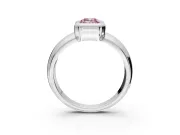Solitaire Engagement Ring Setting for Fancy Pink Emerald Cut Center with Wide Band and Bezel Head in White Gold