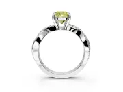 Solitaire Engagement Ring Setting for Fancy Yellow Cushion Cut Center with Half-Pave Crossover Band and Prong Head in Sterling Silver