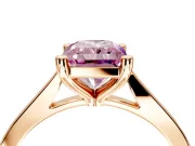 Solitaire Engagement Ring Setting for Fancy Pink Radiant Cut Center with Tapered Shoulders and Prong Head in Rose Gold