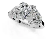 Leaf Cluster Engagement Ring Setting for Heart-Shaped Center with Marquise Accents and Prong Head in Platinum