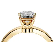 Solitaire Engagement Ring Setting for Emerald Cut Center with Plain Band and Tulip Prong Head in Yellow Gold